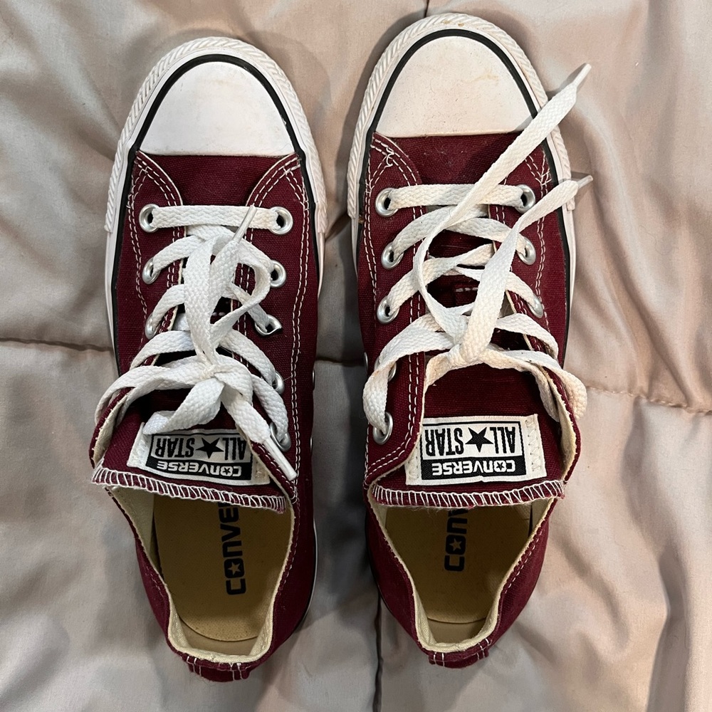 Burgundy womens converse